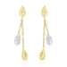 14k Two-Tone Gold Double Row Chain Earrings with Diamond Cut Teardrops Earrings Angelucci Jewelry   