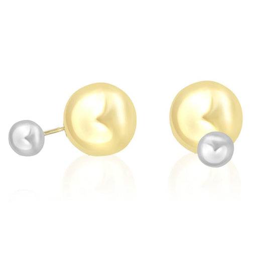 14k Two-Tone Gold Double Sided Shiny Round Ball Design Earrings Earrings Angelucci Jewelry   