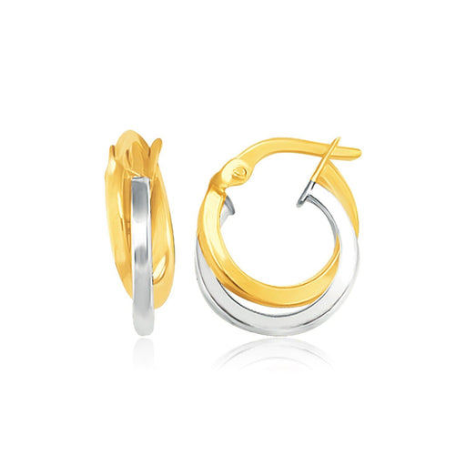 14k Two Tone Gold Earrings in Double Round Hoop Style Earrings Angelucci Jewelry   