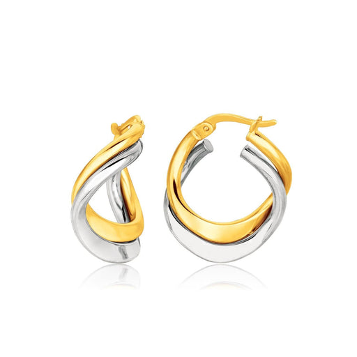14k Two Tone Gold Earrings in Fancy Double Twist Style Earrings Angelucci Jewelry   