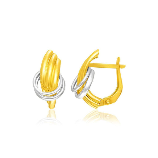 14k Two-Tone Gold Entwined Rings Style Earrings Earrings Angelucci Jewelry   