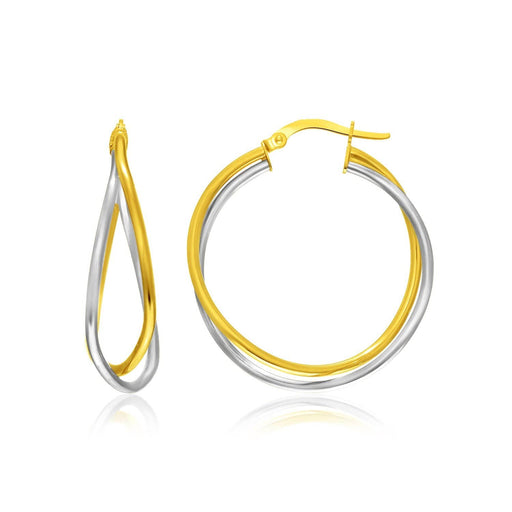 14k Two-Tone Gold Interlaced Double Row Earrings Earrings Angelucci Jewelry   