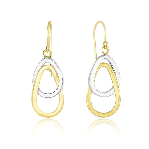 14k Two-Tone Gold Interlaced Open Teardrop Drop Earrings Earrings Angelucci Jewelry   