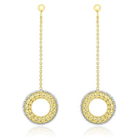 Thumbnail for 14k Two-Tone Gold Mesh Donut Motif Chain Dangling Earrings Earrings Angelucci Jewelry   