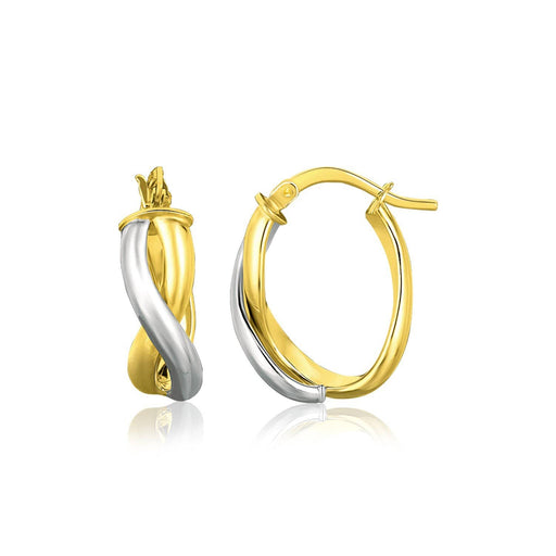 14k Two Tone Gold Oval Twisted Hoop Earrings Earrings Angelucci Jewelry   
