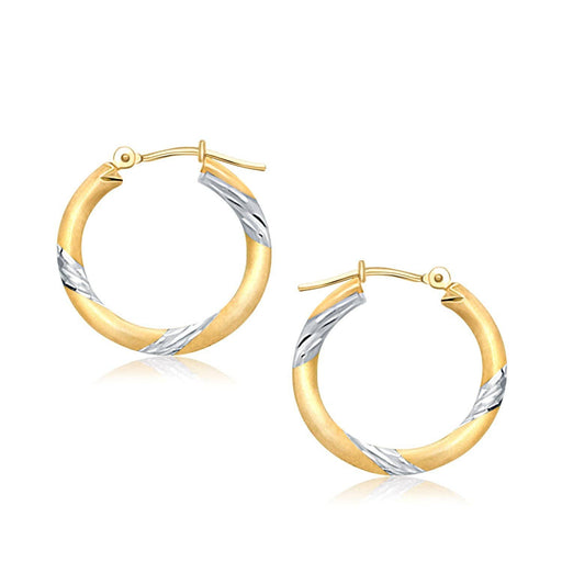 14k Two Tone Gold Polished Hoop Earrings (20 mm) Earrings Angelucci Jewelry   