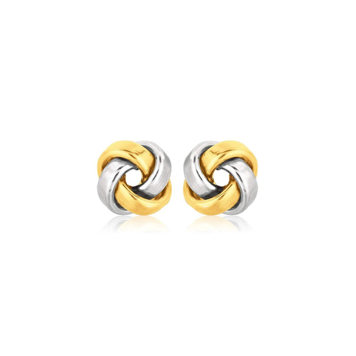 14k Two Tone Gold Square Love Knot Stud Earrings Earrings Angelucci Jewelry   