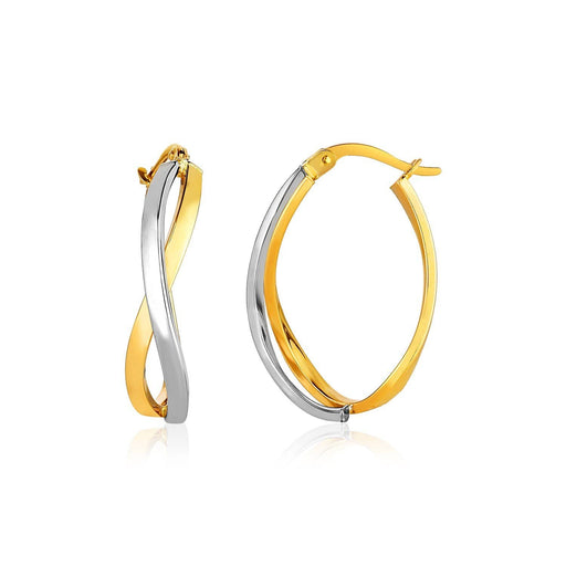 14k Two-Tone Gold Twisted Style Polished Hoop Earrings Earrings Angelucci Jewelry   