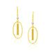 14k Two-Tone Yellow and White Gold Oval Hoop Earrings with Tassels Earrings Angelucci Jewelry   