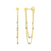 Hanging Chain Post Earrings with Bead Accents in 14k Yellow and White Gold Earrings Angelucci Jewelry   