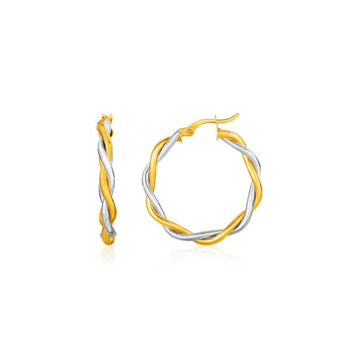 Two-Tone Twisted Wire Round Hoop Earrings in 10k Yellow and White Gold Earrings Angelucci Jewelry   