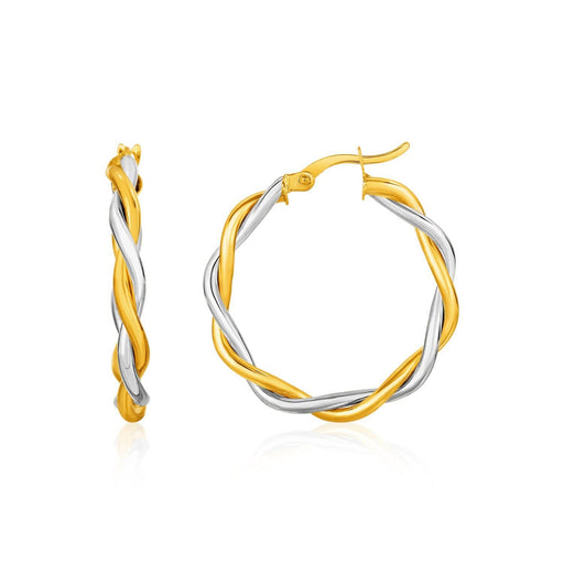 Two-Tone Twisted Wire Round Hoop Earrings in 10k Yellow and White Gold Earrings Angelucci Jewelry   