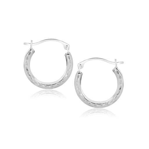 10k White Gold Fancy Hoop Earrings Earrings Angelucci Jewelry   