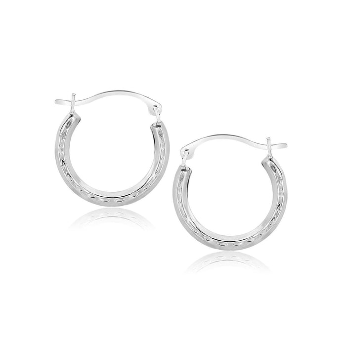 10k White Gold Fancy Hoop Earrings Earrings Angelucci Jewelry   
