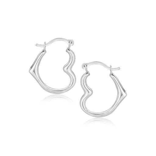 10k White Gold Heart Hoop Earrings Earrings Angelucci Jewelry   