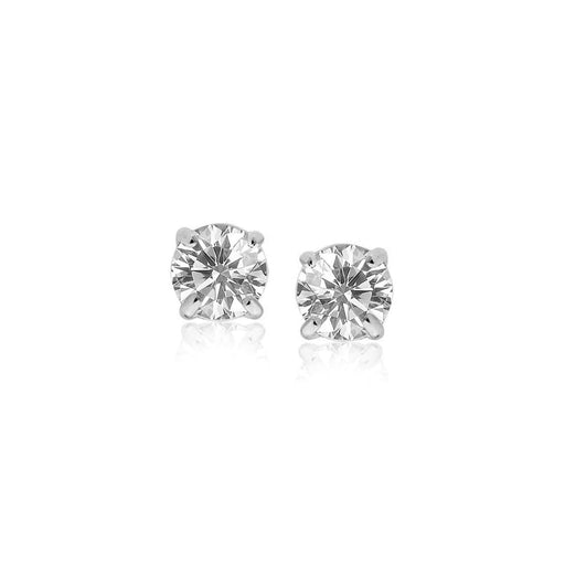 14k White Gold 4mm Faceted White Cubic Zirconia Stud Earrings Earrings Angelucci Jewelry   