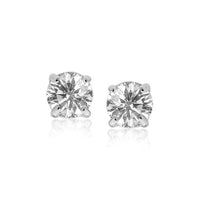 Thumbnail for 14k White Gold 8.0mm Round CZ Stud Earrings Earrings Angelucci Jewelry   