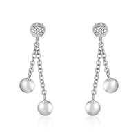 Thumbnail for 14k White Gold and Diamond Puff Circle Dangle Earrings (1/5 cttw) Earrings Angelucci Jewelry   