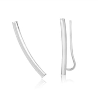 Thumbnail for 14k White Gold Curved Tube Polished Earrings Earrings Angelucci Jewelry   