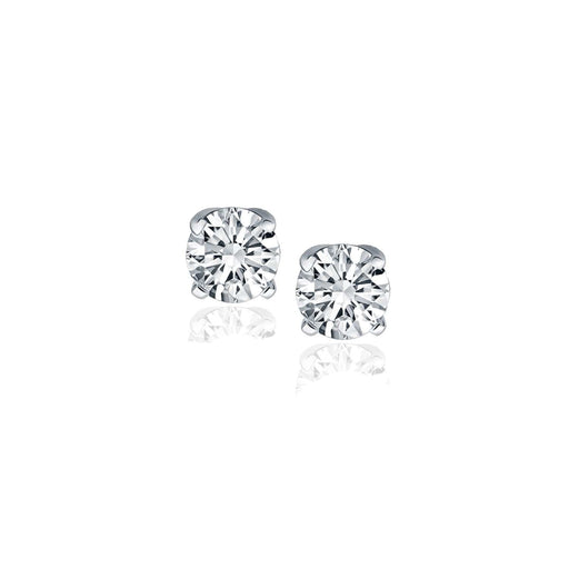 14k White Gold Diamond Four Prong Stud Earrings (1/2 cttw) Earrings Angelucci Jewelry   