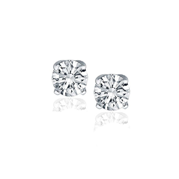14k White Gold Diamond Four Prong Stud Earrings (1 cttw) Earrings Angelucci Jewelry   