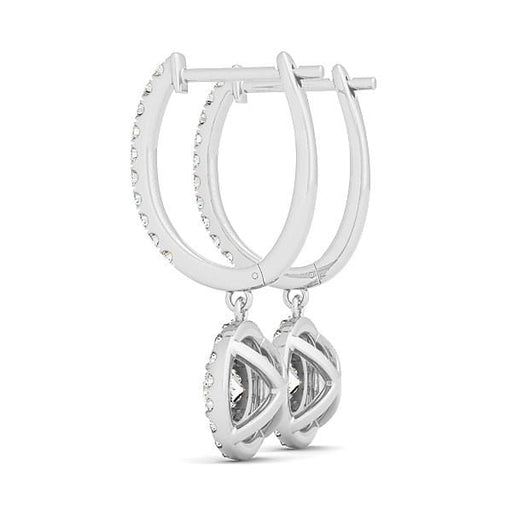 14k White Gold Double Halo Round Diamond Drop Earrings (1 cttw) Earrings Angelucci Jewelry   