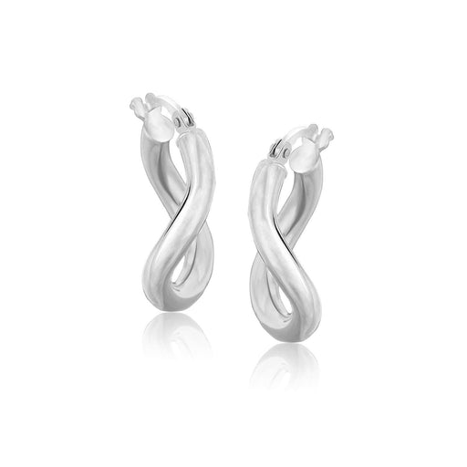 14k White Gold Italian Twist Hoop Earrings (5/8 inch Diameter) Earrings Angelucci Jewelry   
