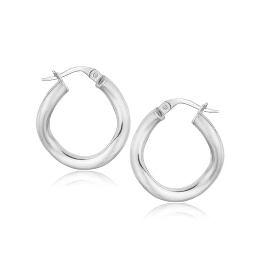 14k White Gold Italian Twist Hoop Earrings (5/8 inch Diameter) Earrings Angelucci Jewelry   