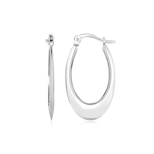 14k White Gold Polished Graduated Oval Hoop Earrings Earrings Angelucci Jewelry   