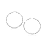 Thumbnail for 14k White Gold Polished Hoop Earrings (25 mm) Earrings Angelucci Jewelry   