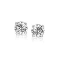 Thumbnail for 14k White Gold Stud Earrings with White Hue Faceted Cubic Zirconia Earrings Angelucci Jewelry   