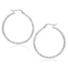 14k White Gold Tube Textured Round Hoop Earrings Earrings Angelucci Jewelry   
