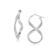 Thumbnail for 14k White Gold Twist Motif Polished Hoop Earrings Earrings Angelucci Jewelry   