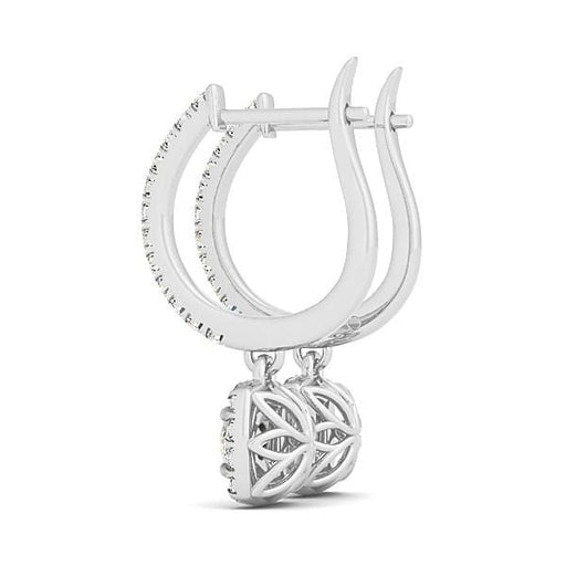 Cushion Shape Halo Style Diamond Drop Earrings in 14k White Gold (1/2 cttw) Earrings Angelucci Jewelry   