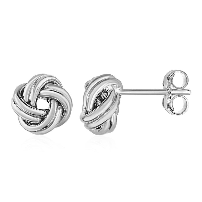 Love Knot Post Earrings in 14k White Gold Earrings Angelucci Jewelry   