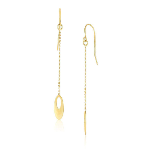 10k Yellow Gold Cutout Oval Chain Dangling Earrings Earrings Angelucci Jewelry   