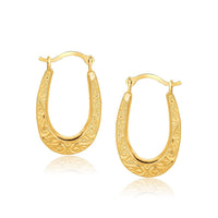 Thumbnail for 10k Yellow Gold Fancy Oval Hoop Earrings Earrings Angelucci Jewelry   