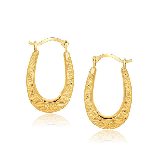 10k Yellow Gold Fancy Oval Hoop Earrings Earrings Angelucci Jewelry   