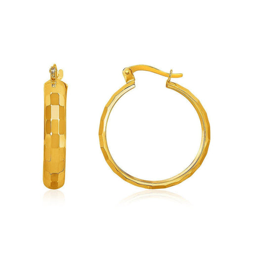 10k Yellow Gold Geometric Textured Hoop Style Earrings Earrings Angelucci Jewelry   