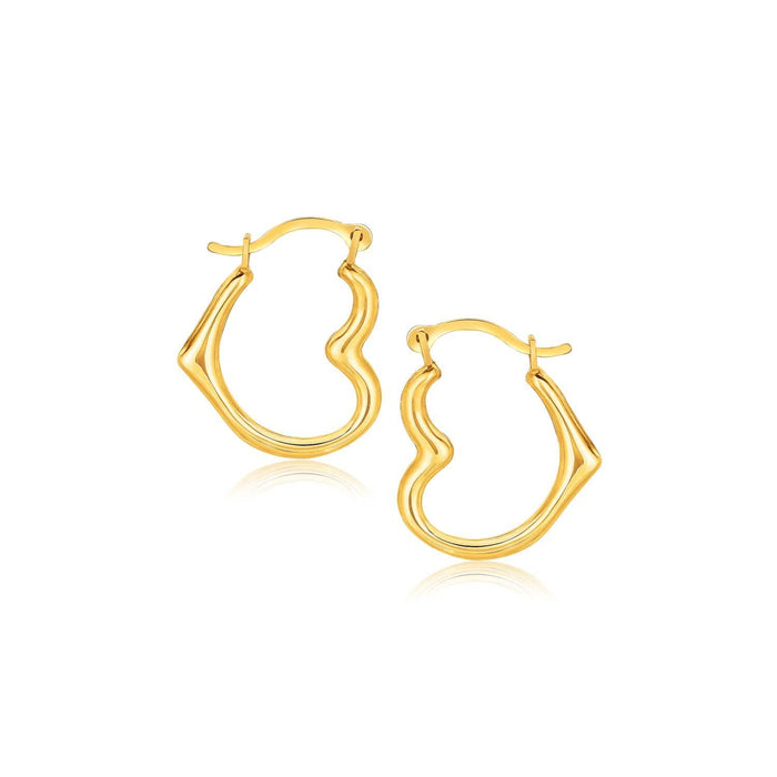 10k Yellow Gold Heart Hoop Earrings Earrings Angelucci Jewelry   