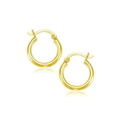 10k Yellow Gold Polished Hoop Earrings (15 mm) Earrings Angelucci Jewelry   