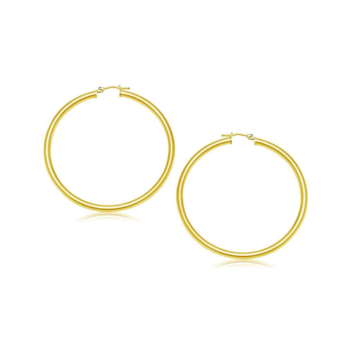 10k Yellow Gold Polished Hoop Earrings (25 mm) Earrings Angelucci Jewelry   