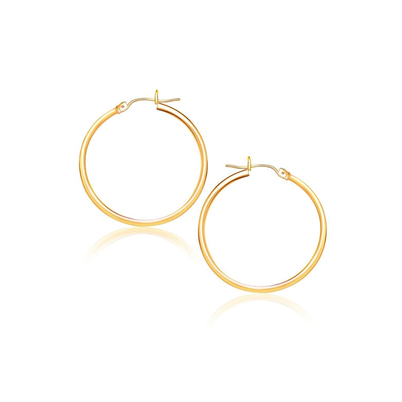 10k Yellow Gold Polished Hoop Earrings (40 mm) Earrings Angelucci Jewelry   