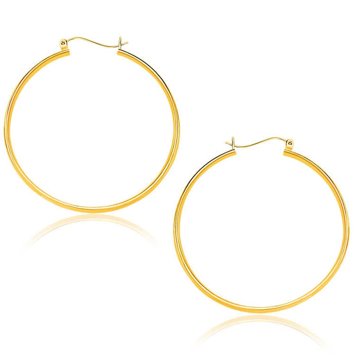 10k Yellow Gold Polished Hoop Earrings (40mm) Earrings Angelucci Jewelry   