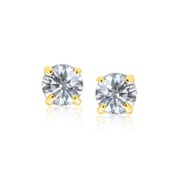 Thumbnail for 14k Yellow Gold 8.0mm Round CZ Stud Earrings Earrings Angelucci Jewelry   