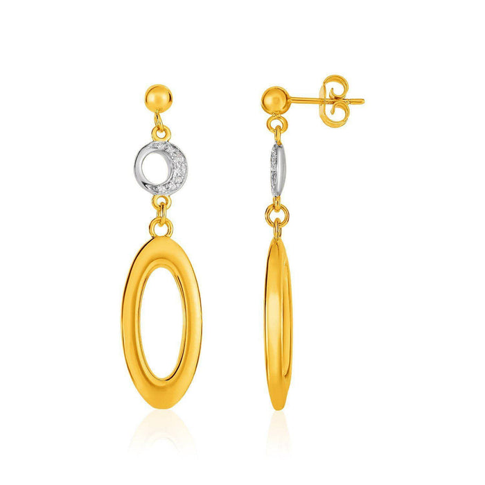 14k Yellow Gold and Diamond Oval and Crescent Moon Earrings (1/10 cttw) Earrings Angelucci Jewelry   