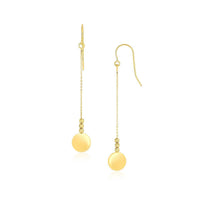 Thumbnail for 14k Yellow Gold Bead and Shiny Disc Drop Earrings Earrings Angelucci Jewelry   