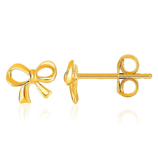 14k Yellow Gold Bow Style Post Earrings Earrings Angelucci Jewelry   
