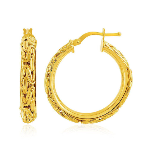 14k Yellow Gold Byzantine Hoop Post Earrings Earrings Angelucci Jewelry   