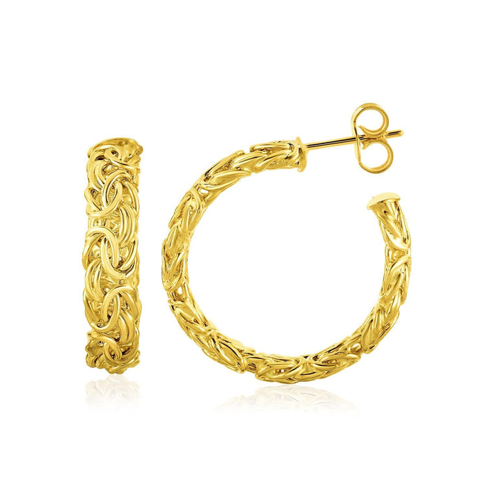 14k Yellow Gold Byzantine Three-Quarter Moon Post Earrings Earrings Angelucci Jewelry   
